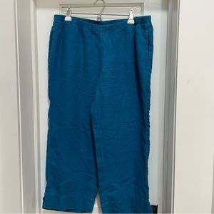 J.jill "love linen" cropped pants in island blue Size Large Linen